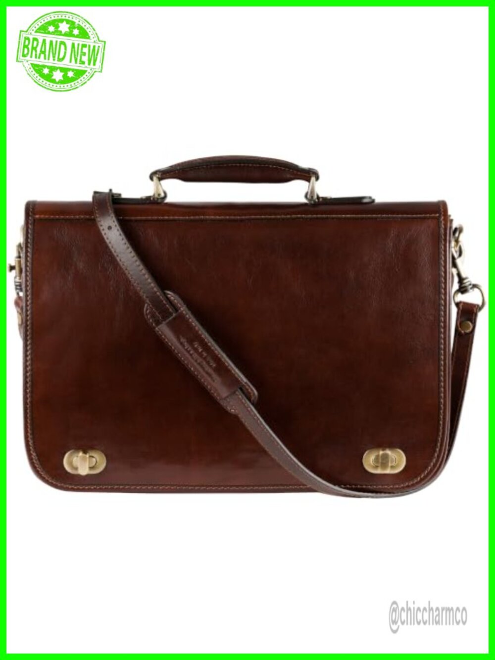 Italian Leather Briefcase Full Grain Laptop Messenger Bag for Men